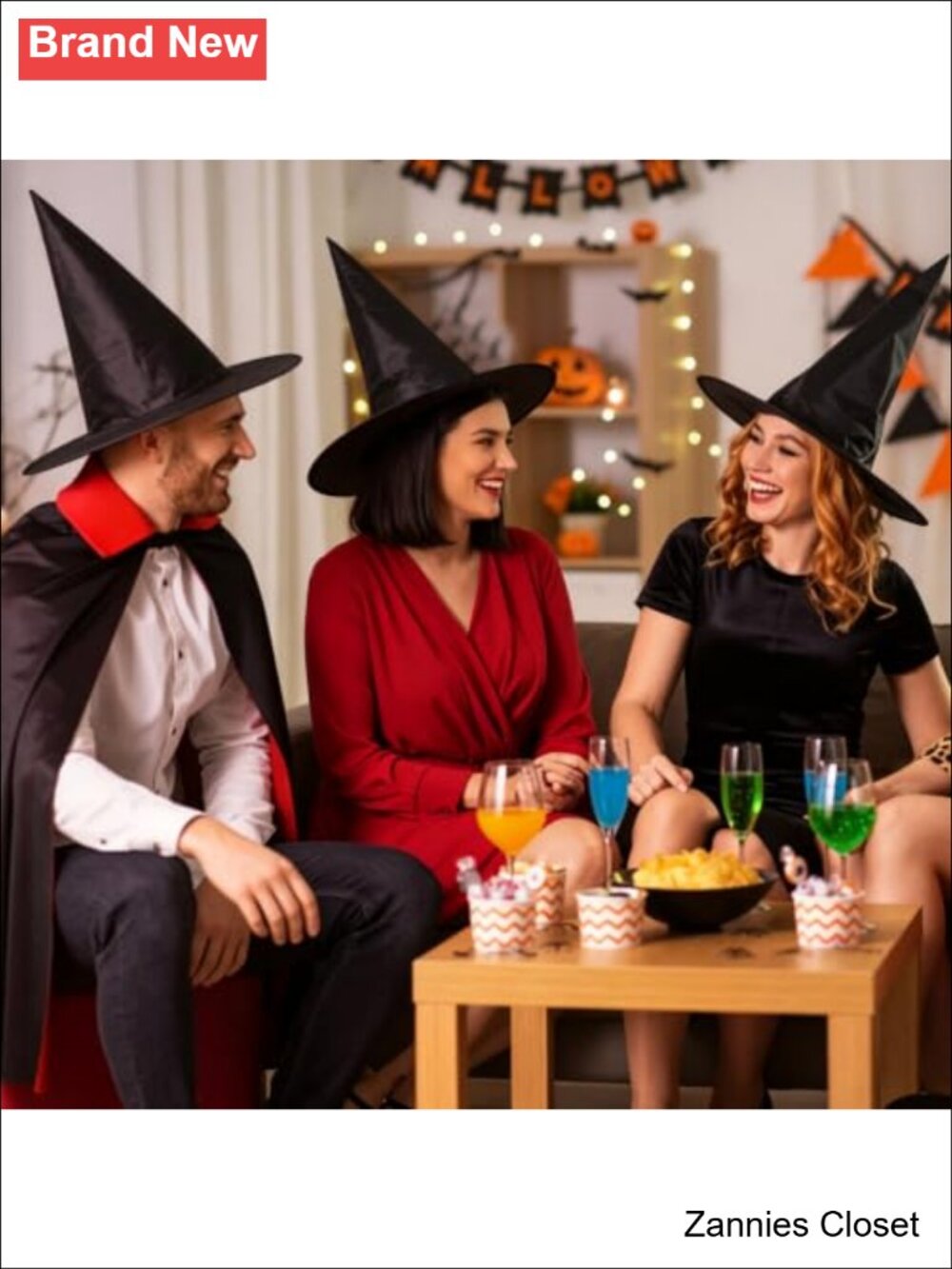 ๐ป 10Pc Hanging Witch Hat Set Oxford Fabric Halloween Decor Wizard Hats - Picture 5 of 6